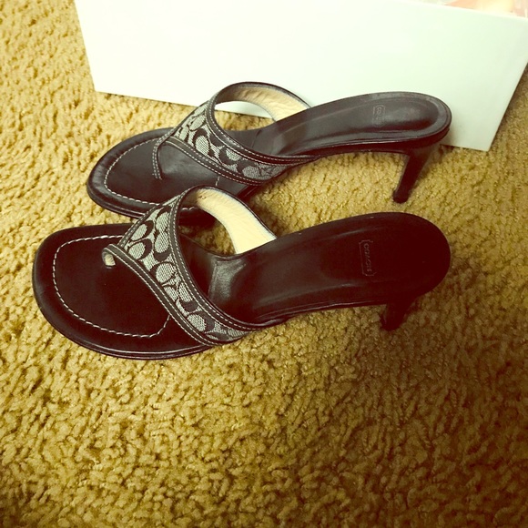 Coach Shoes - Coach kitten heels thong sandals worn once